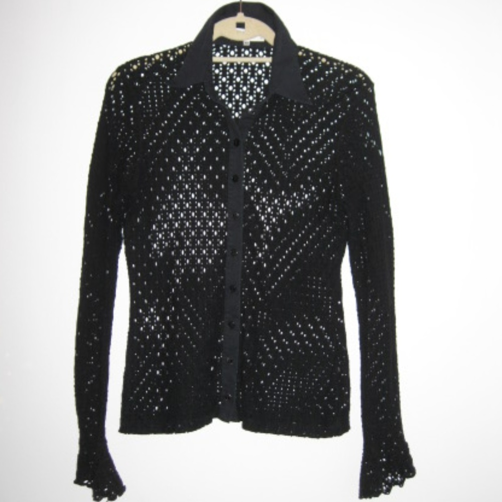 Anne Fontaine Lace Crochet Eyelet Bell Shirt Top